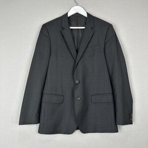 Hugo Boss Blazer Mens 40R Gray Wool Huge4 Genuis3 Plaid Sport Coat Jacket Formal